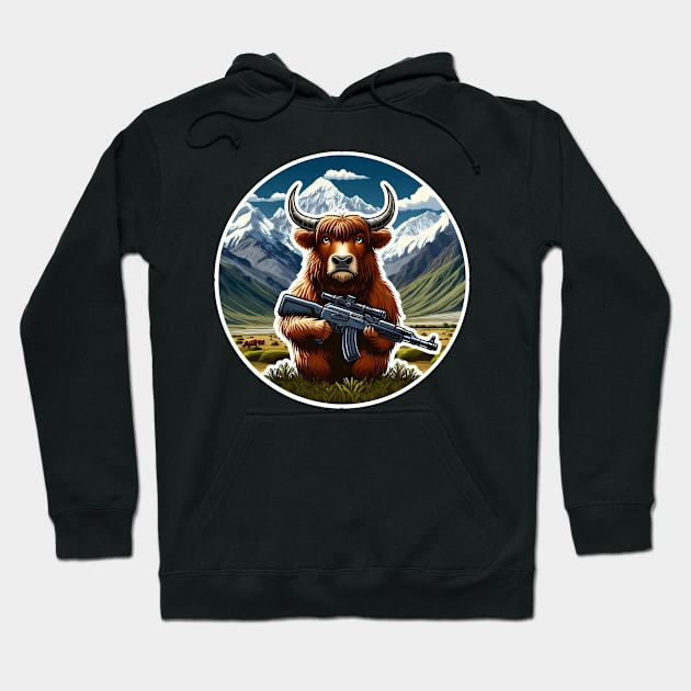 Tactical Yak Hoodie by Rawlifegraphic